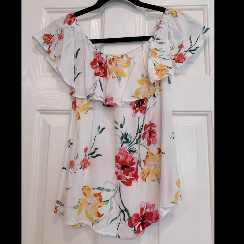 Xhilaration Women’s Floral off the Shoulder Top